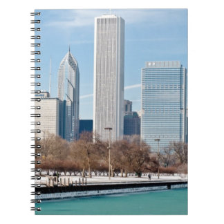 Chicago skyline across frozen Lake Michigan Notebook