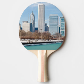 Chicago skyline across frozen Lake Michigan Ping Pong Paddle