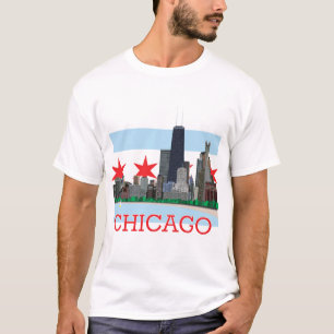 Chicago Skyline and City Flag T-Shirt