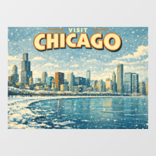 Chicago skyline and Lake Michigan in winter