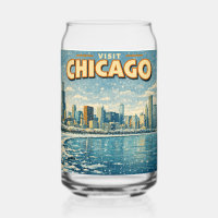 Chicago skyline and Lake Michigan in winter 