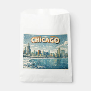 Chicago skyline and Lake Michigan in winter Favour Bag