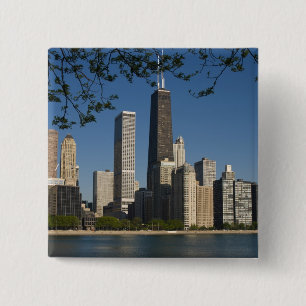 Chicago skyline and Lake Michigan, Lake Shore 15 Cm Square Badge