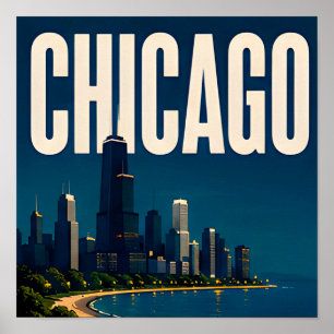 Chicago Skyline and Lake Michigan Poster