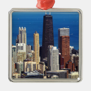 Chicago Skyline and landmarks Metal Tree Decoration