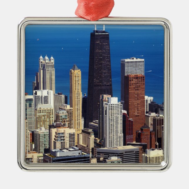 Chicago Skyline and landmarks Metal Tree Decoration (Front)