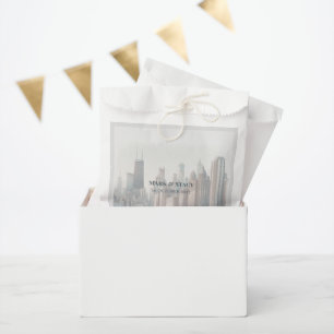 Chicago Skyline Architecture Watercolor Wedding Favour Bag