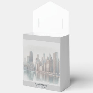 Chicago Skyline Architecture Watercolor Wedding Favour Box