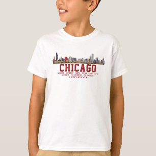 Chicago Skyline. Area Names and Coordinates T-Shirt