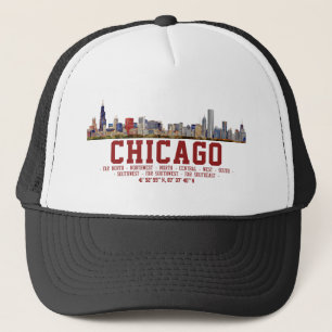 Chicago Skyline. Area Names and Coordinates Trucker Hat