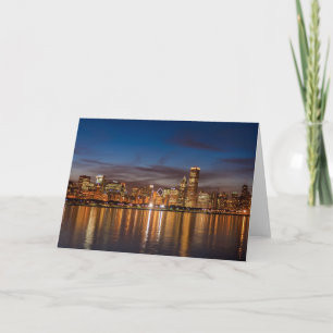 Chicago Skyline At Night Card