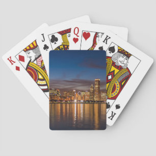 Chicago Skyline At Night Playing Cards