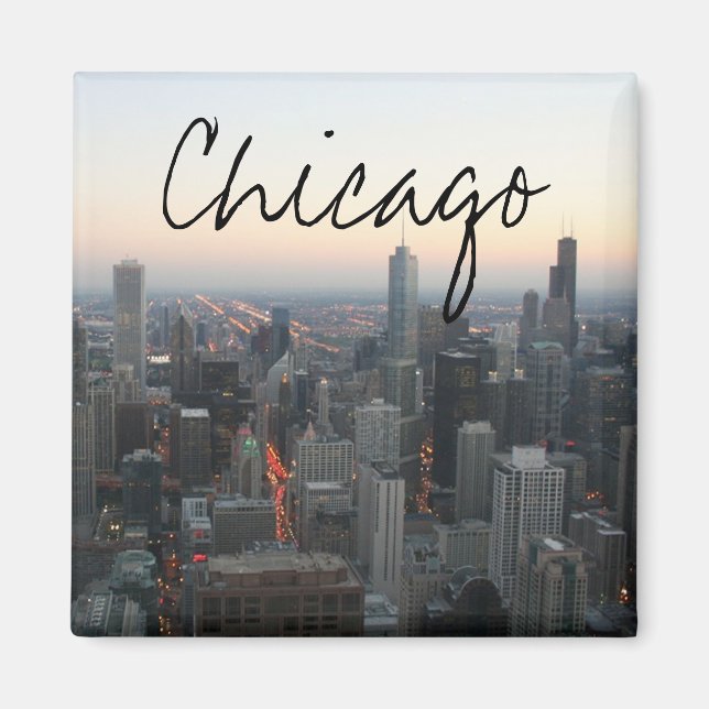 Chicago Skyline at Sunset Magnet (Front)