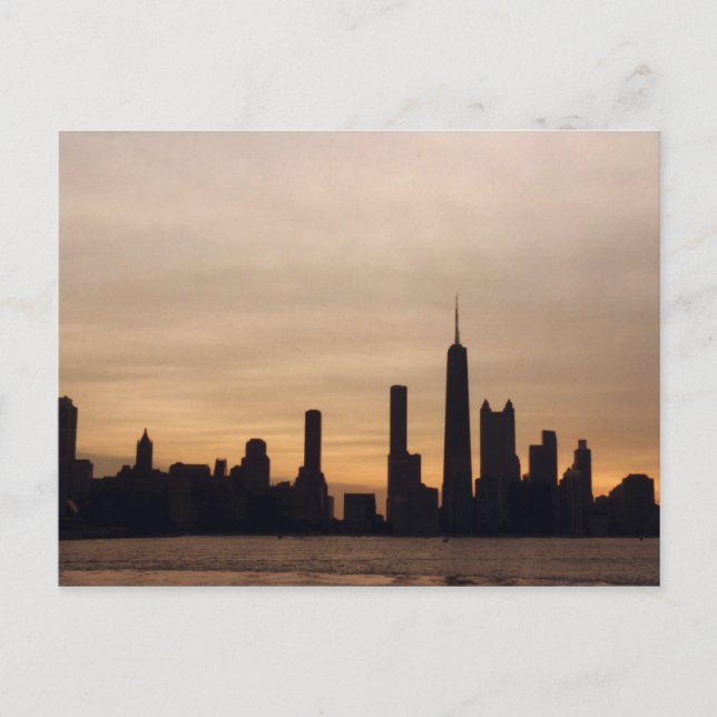 Chicago Skyline At Sunset Postcard (Front)