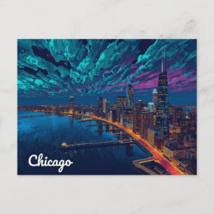 Chicago Skyline at Twilight Postcard
