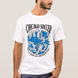 Chicago Skyline Athletes Scoring Soccer Goals Matc T-Shirt