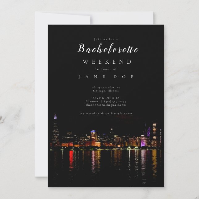 Chicago Skyline Bachelorette Party Invitation (Front)