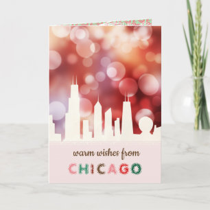 Chicago skyline Best wishes holiday card