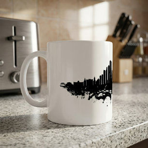 Chicago Skyline Black White Watercolor City Art Coffee Mug