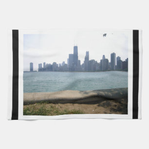 Chicago Skyline Bordered Tea Towel