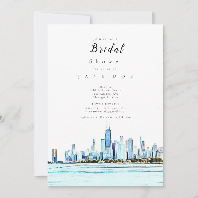 Chicago Skyline Bridal Shower Invitation (Front)