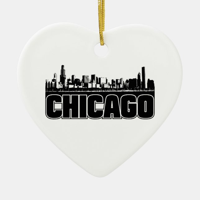 Chicago Skyline Ceramic Ornament (Front)