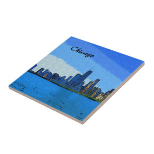 Chicago Skyline Collage Paint Tile