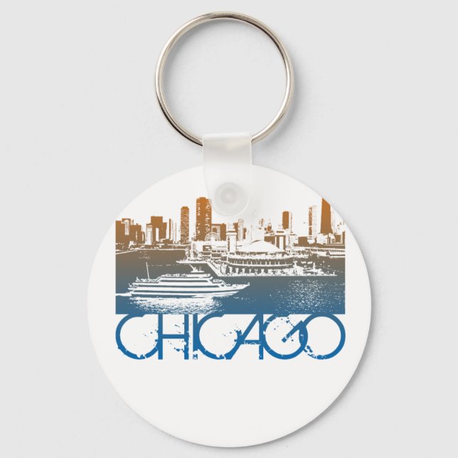 Chicago Skyline Design Key Ring (Front)