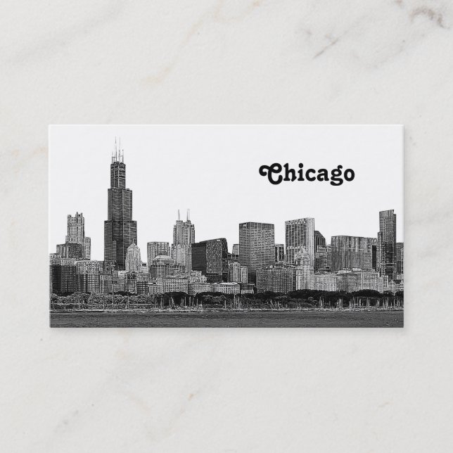 Chicago Skyline Etched Business Card (Front)