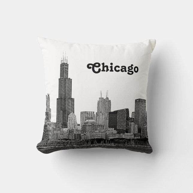 Chicago Skyline Etched Cushion (Front)