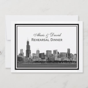Chicago Skyline Etched Framed #2 H Rehearsal Invitation