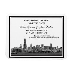 Chicago Skyline Etched Framed Save the Date Magnet