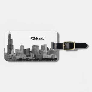 Chicago Skyline Etched Luggage Tag