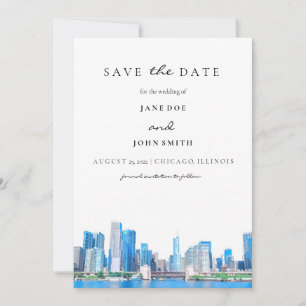 Chicago Skyline flat Save The Date Card
