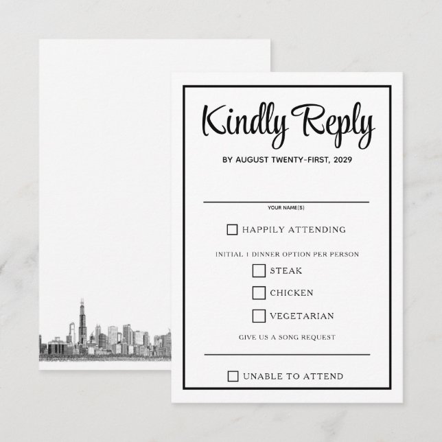 Chicago Skyline Food Choices RSVP Card (Front/Back)