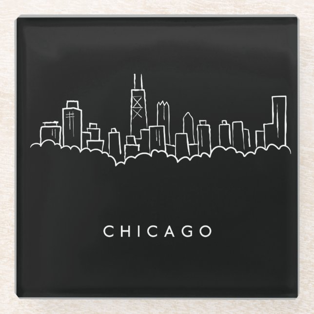 Chicago Skyline Glass Coaster (Front)