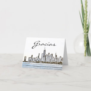 Chicago Skyline Gracias Thank You Card