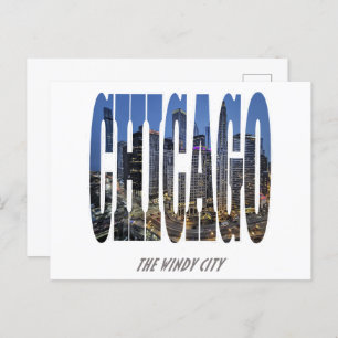 Chicago Skyline Holiday Postcard