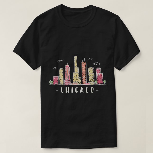 Chicago Skyline Illinois Vintage T-Shirt (Design Front)