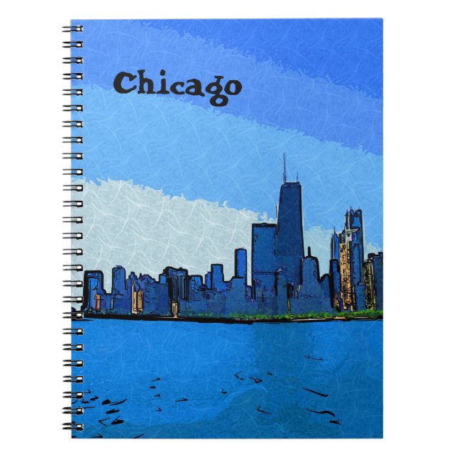 Chicago Skyline in Collage Paint Notebook (Front)