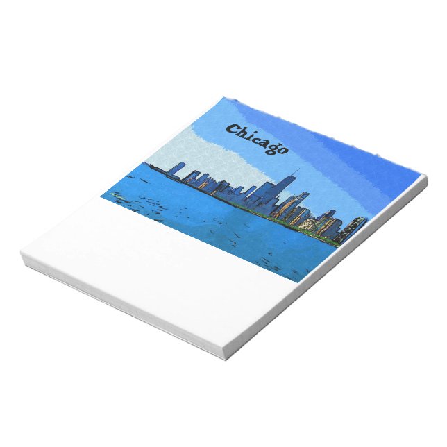 Chicago Skyline in Collage Paint Notepad (Rotated)
