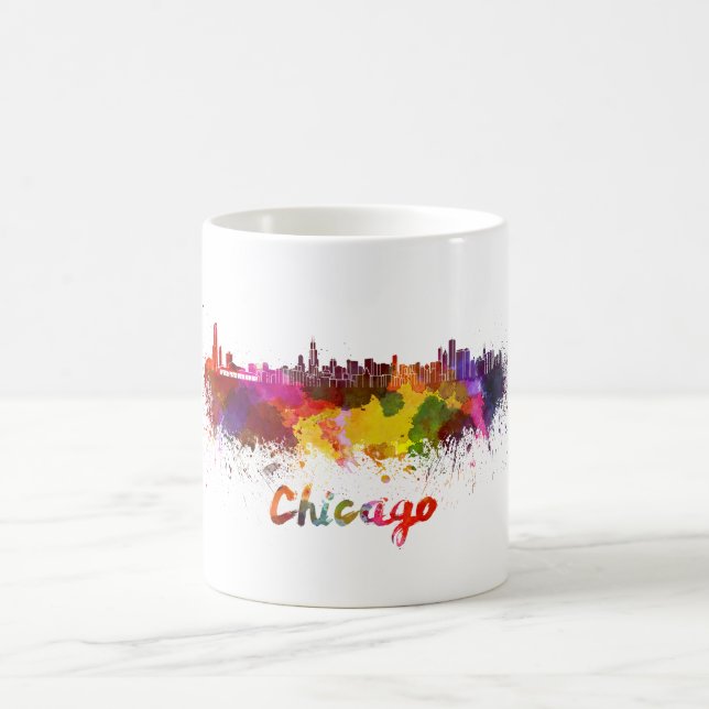 Chicago skyline in watercolor coffee mug (Center)