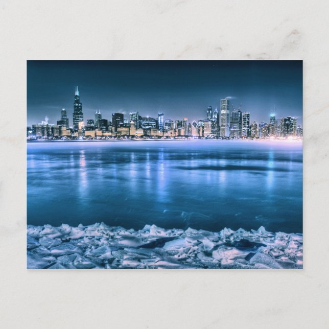 Chicago Skyline in Winter Postcard (Front)