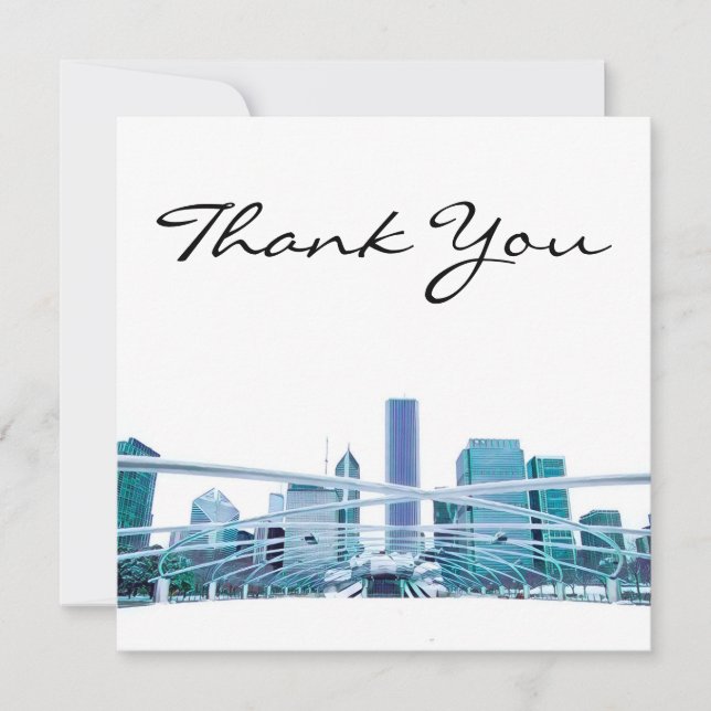 Chicago Skyline in Winter Thank You Card (Front)