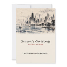Chicago Skyline Ink Wash Holiday