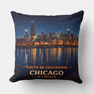 Chicago Skyline Lakefront Sofa Glow Cushion