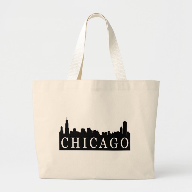 Chicago Skyline Large Tote Bag (Front)