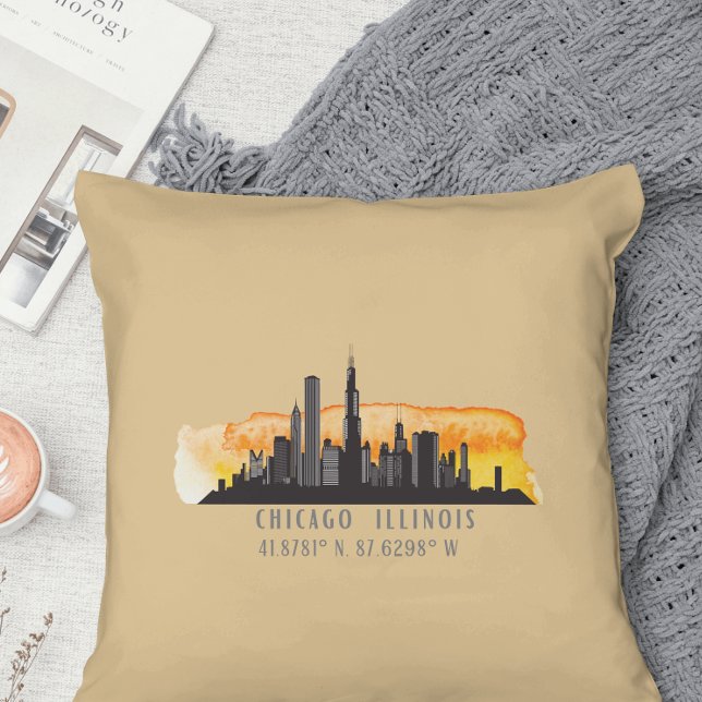 Chicago Skyline Latitude & Longitude Cushion (Creator Uploaded)