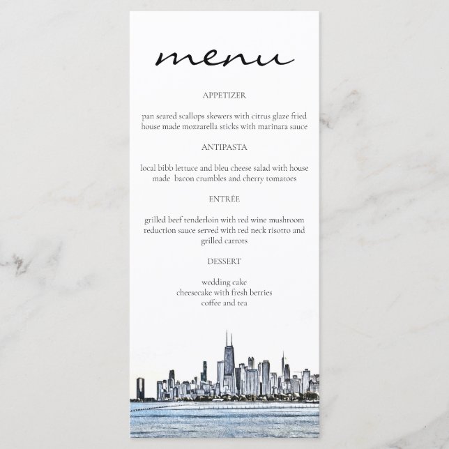 Chicago Skyline Menu Cards (Front)