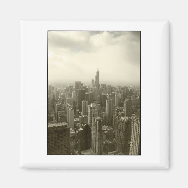 Chicago Skyline Mono Magnet (Front)